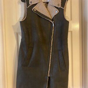 BCBG Faux-Shearling Moto Vest